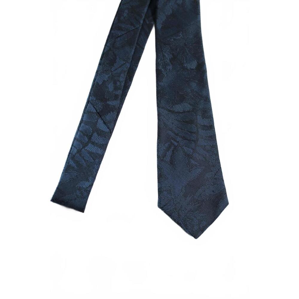 80s BUGLE BOY Hipster Skinny Boys Necktie, Blue Jacquard, 2.75 X 53